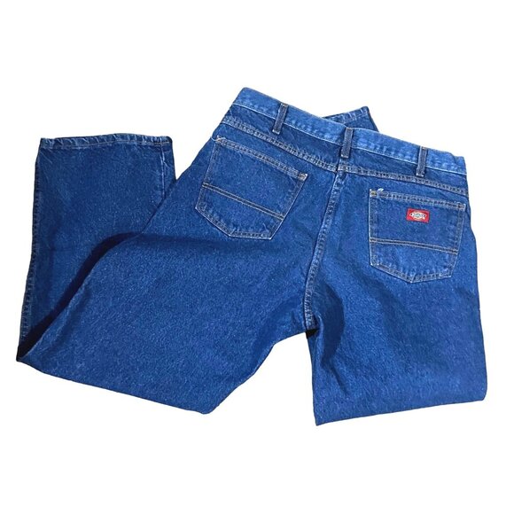 Dickies Mens Blue Jeans Sz 38 x 30 Boot Cut Dark Rinse Denim - Picture 8 of 9